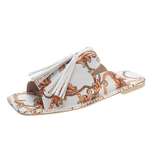 Mules De Plage Rétro Pour Femmes, Pantoufles Glands, Chaussures Plates Pour L'extérieur,
