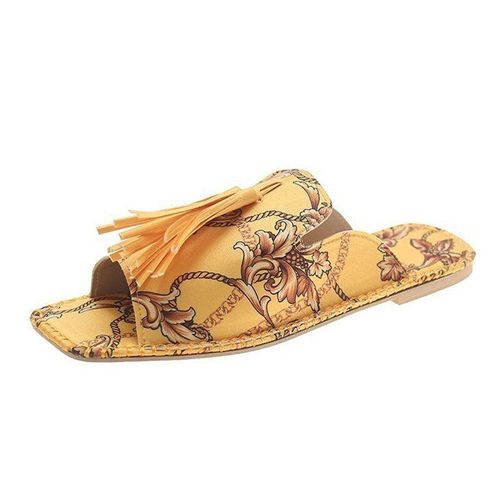 Mules De Plage Rétro Pour Femmes, Pantoufles Glands, Chaussures Plates Pour L'extérieur,