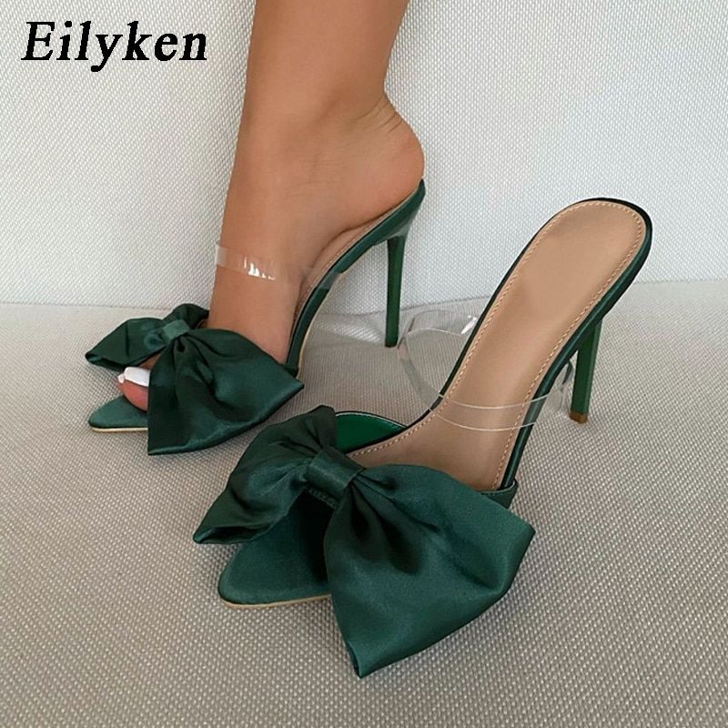 Mules En Soie  Talons Hauts Avec NUd Papillon Pour Femme, ... - 2