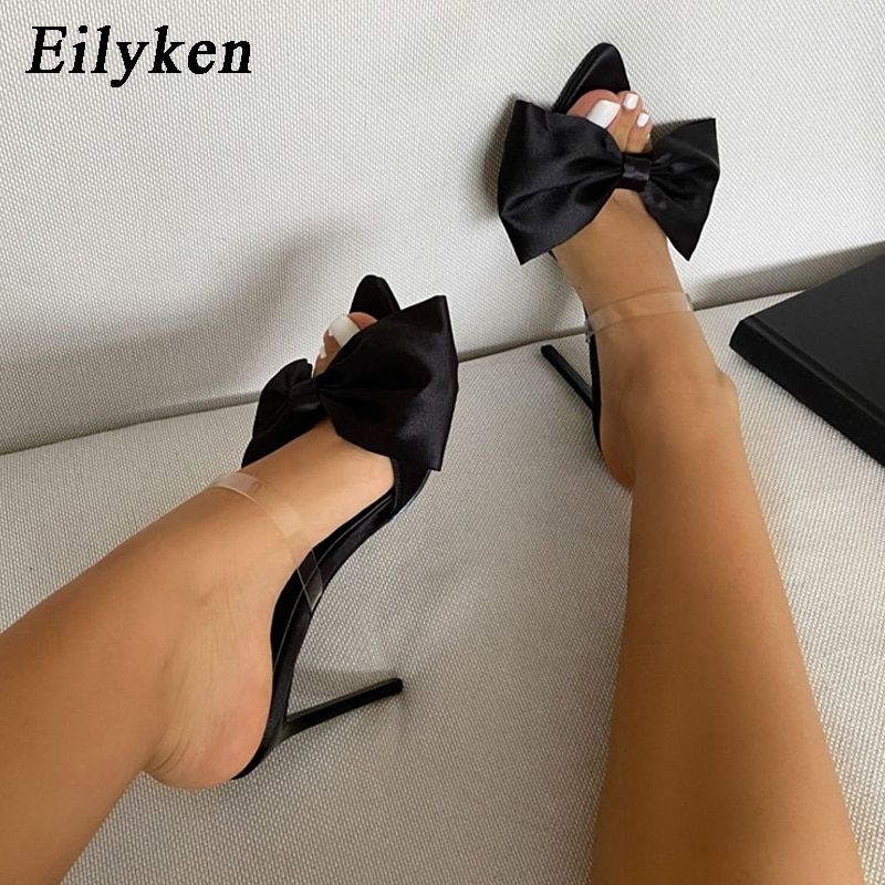 Mules En Soie  Talons Hauts Avec NUd Papillon Pour Femme, ... - 3