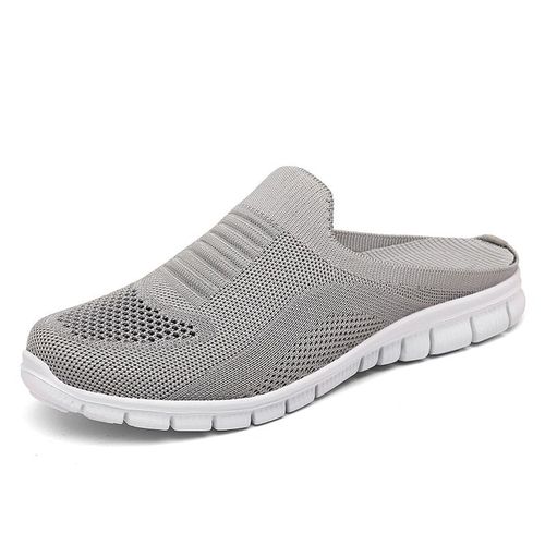 Mules Légères Bout Rond Pour Femmes, Pantoufles De Maison Souples, Chaussures Noires Décontractées En Maille Respirante