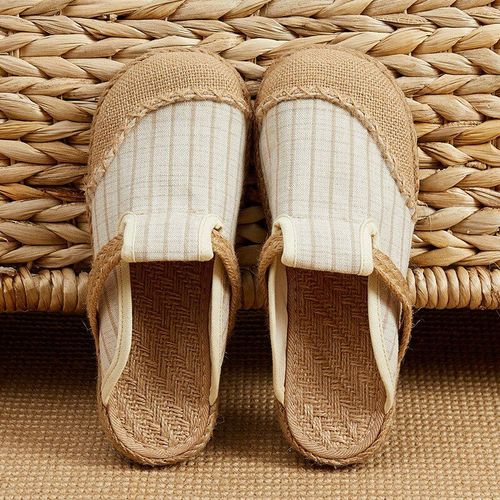 Mules Plates Brodées La Main En Lin Pour Femmes, Pantoufles Rétro Végétaliennes Pour Dames, Chaussures Espadrilles Confortables En Toile
