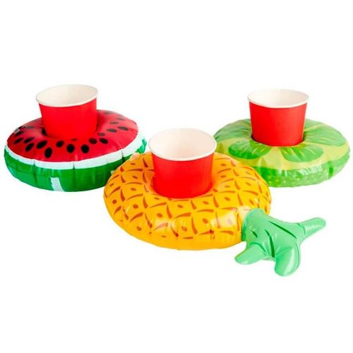 Porte-Boissons Gonflables Aux Fruits Dans 3 Modèles Assortis De 20 Cm