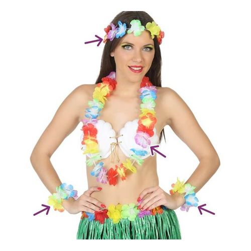 Kit Hawaïen: Collier, Bracelets Et Diadème