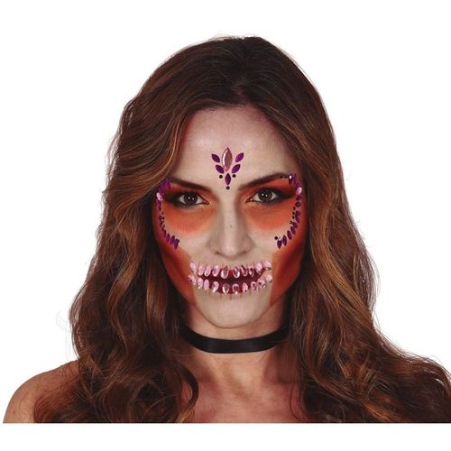 Bijoux De Visage Adhésifs Crâne Lilas