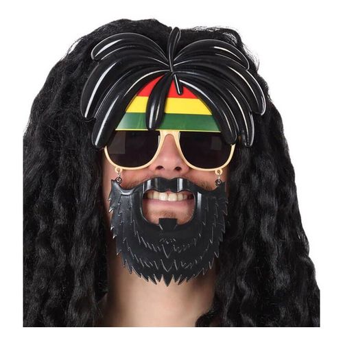 Lunettes De Jamaïcain Avec Des Rastes Et Barbe