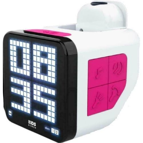 Réveil cube projecteur blanc et rose, bigben RCUBEBCRS