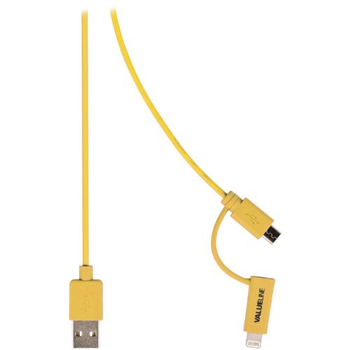 Valueline - Câble de chargement / de données - USB mâle pour Micro-USB de type B, Lightning mâle - 1 m - jaune