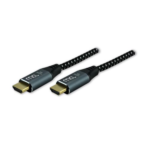 MCL - Ultra High Speed - câble HDMI avec Ethernet - HDMI mâle pour HDMI mâle - 2 m - gris, noir - support 4K 120 Hz, support pour 8K60Hz, support Ethernet