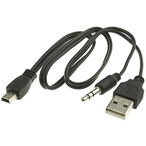  Câble Mini USB 2.0 mâle vers jack 3,5 mm Audio Vidéo MP3 MP4