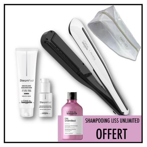 Pack Lisseur Vapeur Steampod 3.0 + Crème Cheveux Épais + Sérum + Shampooing Reconstructeur Absolut Repair + Masque Reconstructeur Absolut Repair + Trousse Hairprice