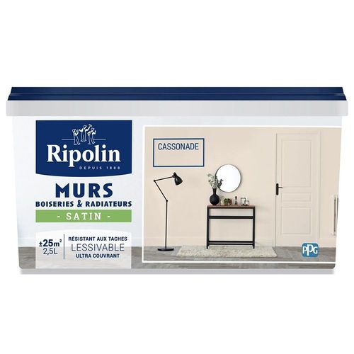 Peinture Murs, Boiseries, Radiateurs RIPOLIN Cassonade Satin 2,5 L