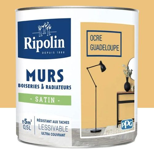Peinture Murs, Boiseries, Radiateurs RIPOLIN Ocre de Guadeloupe Satin 0,5 L