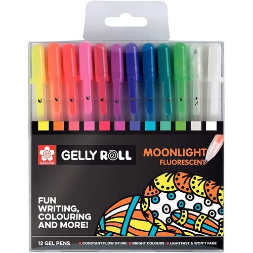 Lot De 12 Stylos Gel Moonlight Fluorescent - Sakura