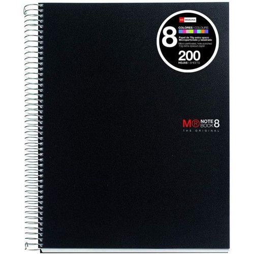 Cahier - A4 (21x29,7cm) - Petits Carreaux - 200 Pages - Couverture En Polypro Noir - À Spirale - Miquelrius