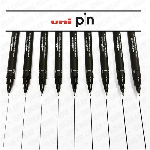 Lot De 9 Feutres De Dessin Uni Pin - Noir - Uni-Ball