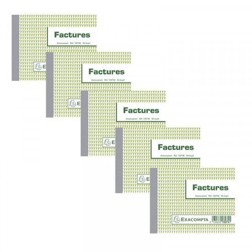 Lot De 5 Manifolds - Factures 50 Dupli - 11,5x13,5 - Exacompta - 13274e