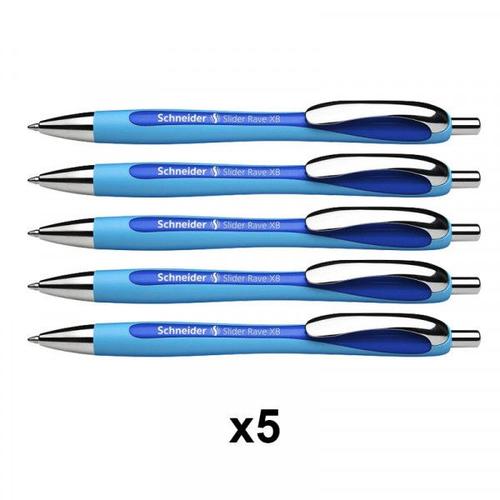 Lot De 5 Stylos ? Bille Slider Rave - Bleu - Schneider