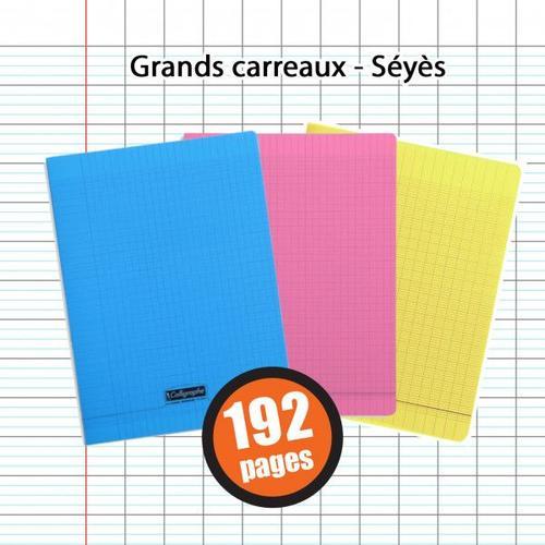 Lot De 3 Cahiers - 24x32(Cm) - Grands Carreaux - 192 Pages - Couverture En Polypro - Sans Spirale - Clairefontaine