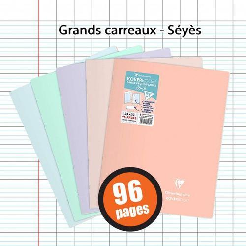 Lot de 5 cahiers - 24x32(cm) - Grands carreaux - 96 pages