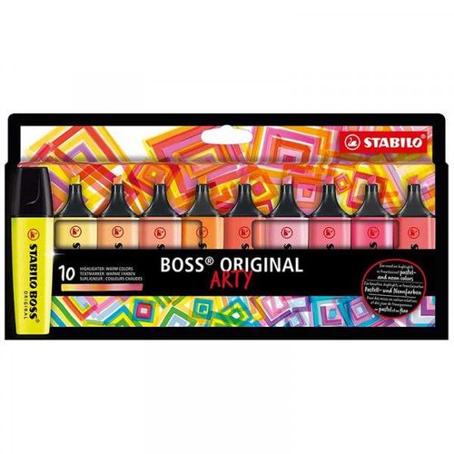 Etui Carton De 10 Surligneurs Stabilo Boss Original Arty - Couleurs Chaudes