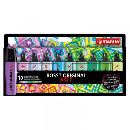 Etui Carton De 10 Surligneurs Stabilo Boss Original Arty - Couleurs Froides