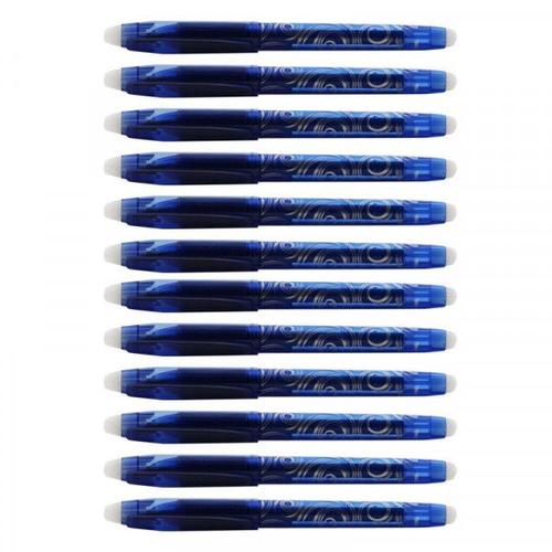 Boîte 12 Stylos Encre Gel Effaçable R-Pen Bleu Pointe Moyenne 0.7mm