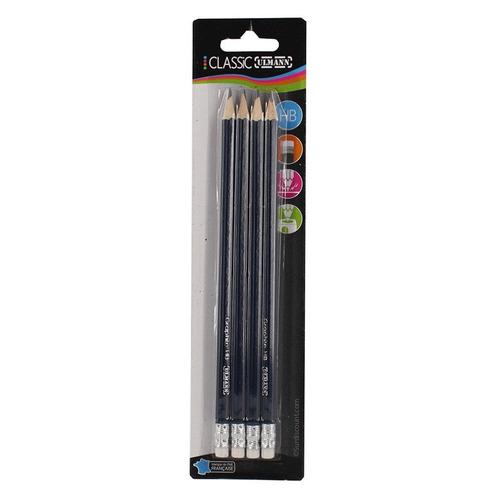 Lot De 4 Crayons Hb Graphite + Gomme - Ulmann