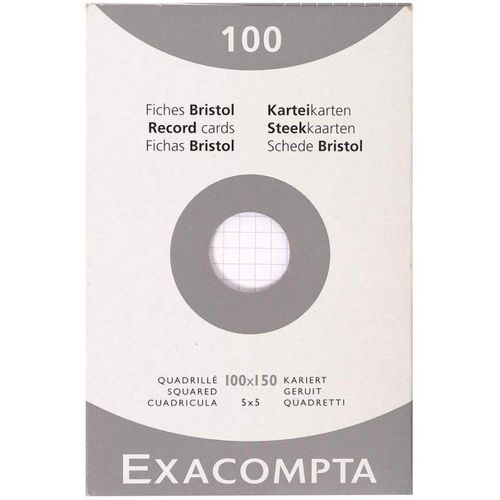 100 Fiches Bristol Petits Carreaux Non Perforées 10x15cm 10202e