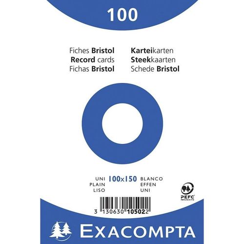 100 Fiches Bristol Blanches Unies Non Perforées 10x15cm 10502e