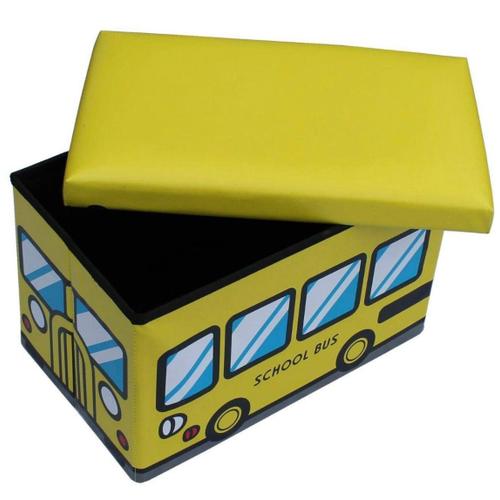 Tabouret School Bus Coffre À Jouets Pliable Boîte À Jouets Tabouret Pliable Motif Bus