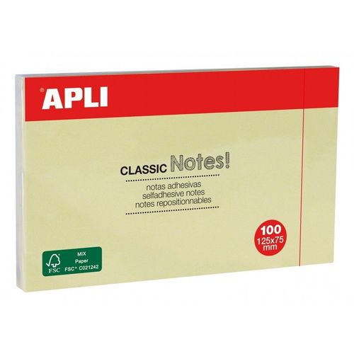 Bloc De 100 Feuilles De Notes Adhésives Jaunes ? 125x75mm