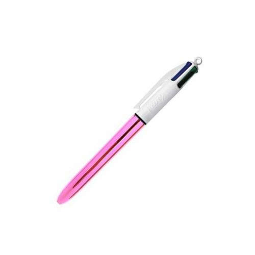 Stylo - 4 Couleurs - Pointe Moyenne - Bic - Corps Métal Rose