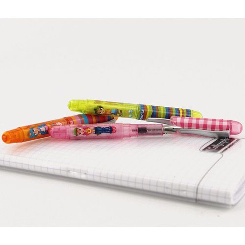 Stylo Plume - Encre Bleue Effaçable - Personnages Colorés - Plumink