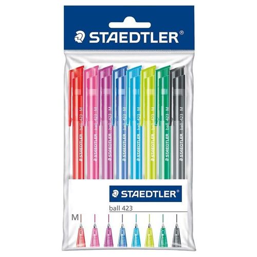 8 Stylos À Bille - Pointe Moyenne - Couleurs Assorties - Staedtler Ball 423
