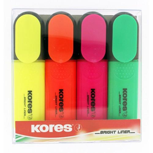 Etui De 4 Surligneurs Bright Liner - Pointe Biseautée - Kores