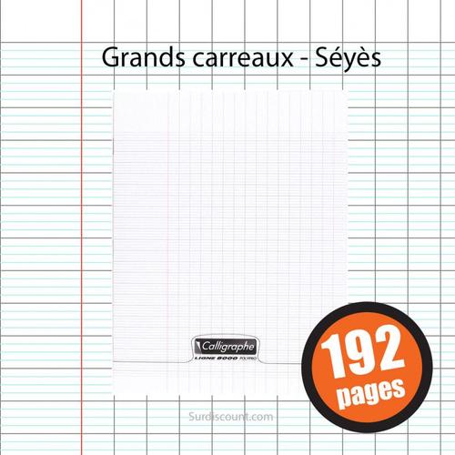 Cahier - 24x32(Cm) - Grands Carreaux - 192 Pages - Couverture En Polypro - Sans Spirale - Clairefontaine - Calligraphe