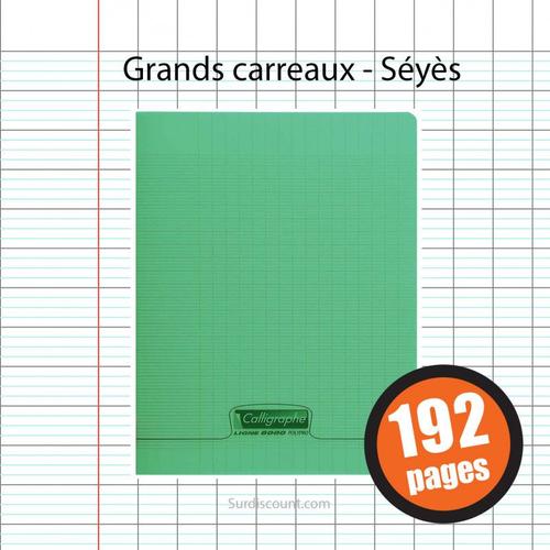 Cahier - 24x32(Cm) - Grands Carreaux - 192 Pages - Couverture En Polypro - Sans Spirale - Clairefontaine - Calligraphe