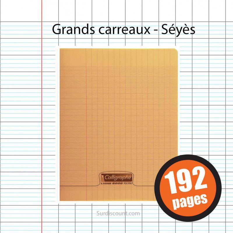 Cahier Polypro 17X22 192P Grands Carreaux Seyes Jaune Calligraphe
