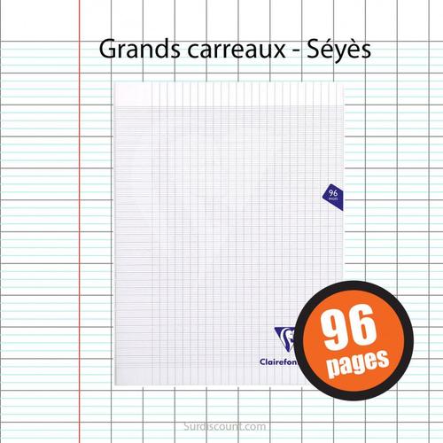 Cahier A4 Clairefontaine Lot de 9 cahiers - 24x32(cm) - Grands carreaux -  96 pages - couverture en polypro - sans spirale - - Mimesys