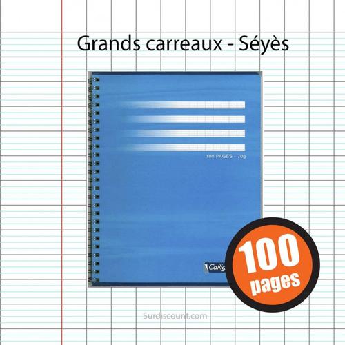 Cahier - 17x22(Cm) - Grands Carreaux - 100 Pages - Couverture En Carton - À Spirale - Clairefontaine - Calligraphe