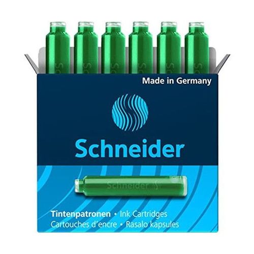 Boîte De 6 Cartouches D'encre Schneider Vert Pour Stylo Plume Roller