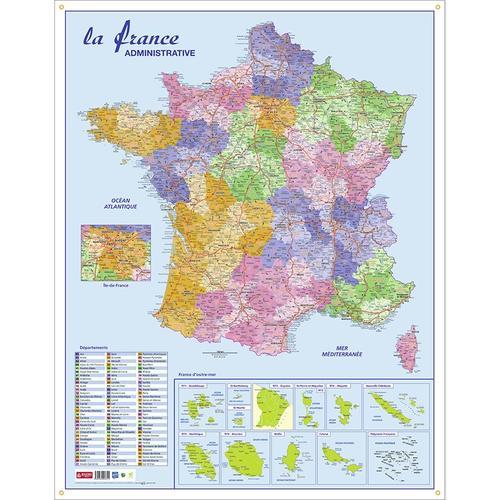 Carte Murale Pelliculée France Administrative 66 X 84,5 Cm