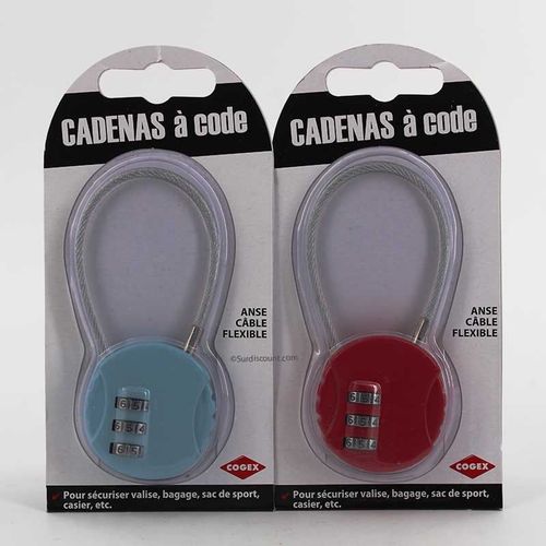 Cadenas à code rond anse câble - Cogex