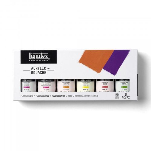 Coffret 6 Flacons Gouache Acrylique Liquitex Couleurs Fluo