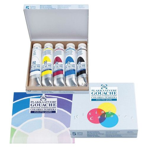 Boîte De 5 Tubes De Gouache Extra-Fine 20ml Couleurs Primaires Talens