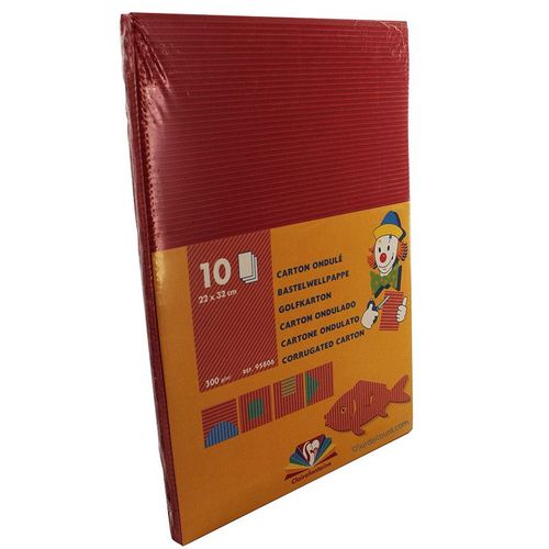 10 Feuilles De Carton Ondulé - Rouge - A4 - Loisirs Créatifs - Clairefontaine