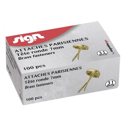 Boîte De 100 Attaches Parisiennes 31mm Sign