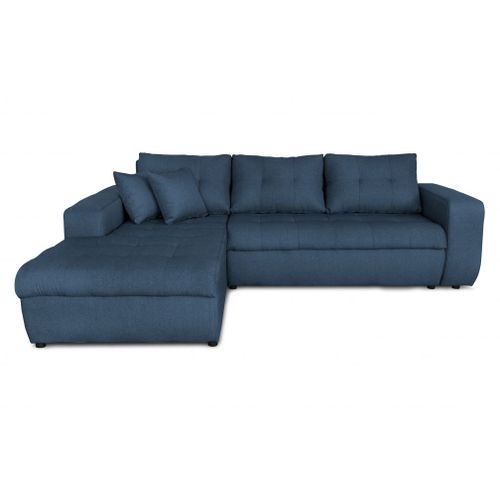 Canapé D'angle Suzie Convertible En Tissu - Angle Gauche, Bleu Pétrole
