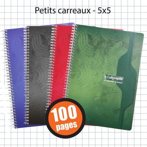 Cahier - A4 (21x29,7cm) - Petits Carreaux - 100 Pages - Couverture En Carton - À Spirale - Clairefontaine - Calligraphe